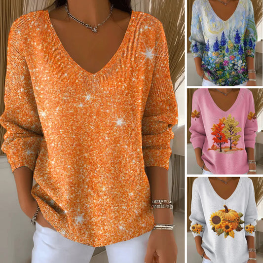 🔥【S-5XL】Modni pleteni džemper s printom-4183755