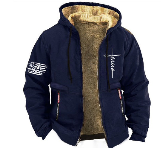 🔥🔥【S-3XL】 Modna, jesienna i zimowa, pogrubiona, aksamitna kurtka męska na co dzień-4135860