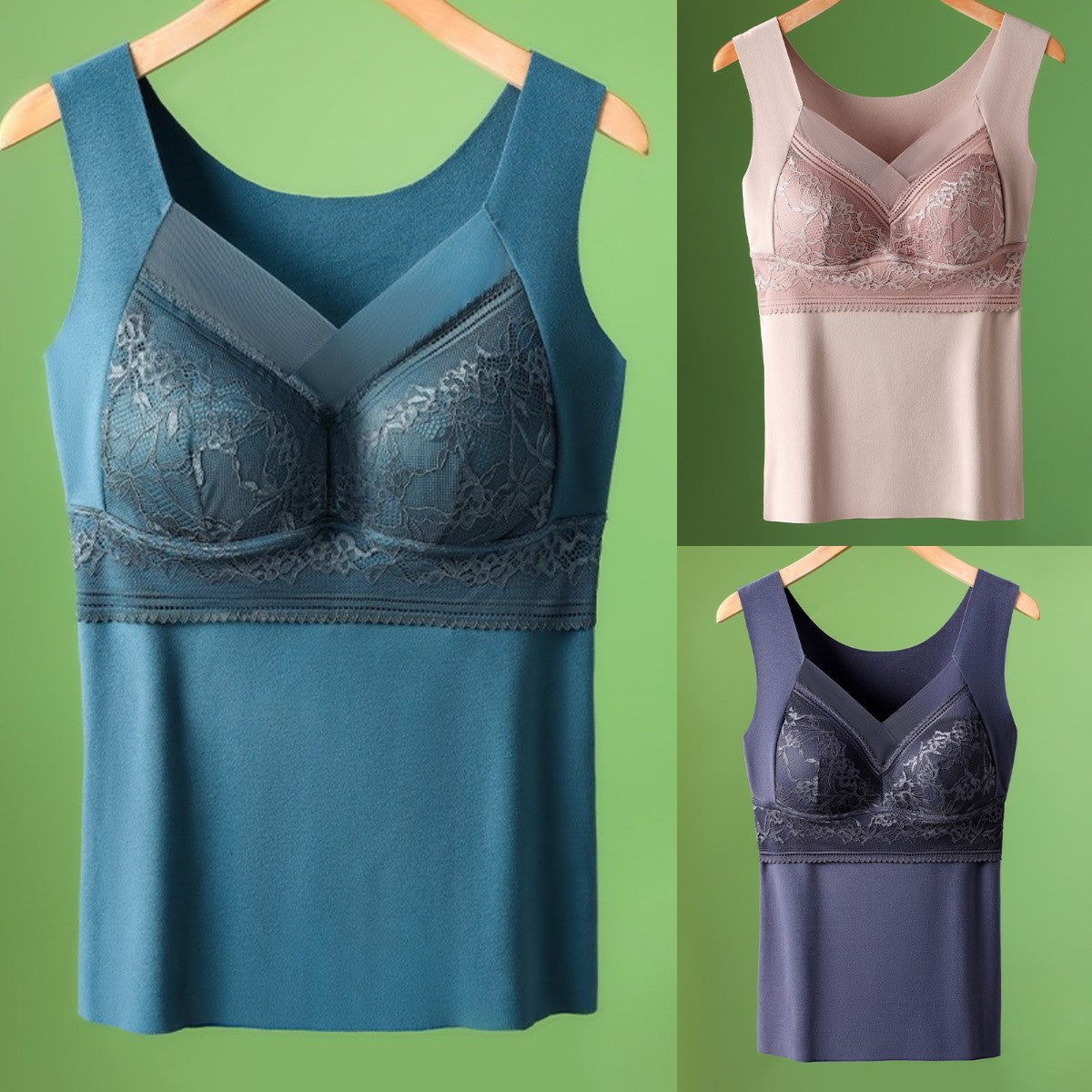 🔥【3 buc】❤️【40-100kg】Lenjerie de corp din dantelă din catifea de gâscă de toamnă și iarnă, spate frumos, adunarea sânilor accesorii, prevenirea căderii sânilor