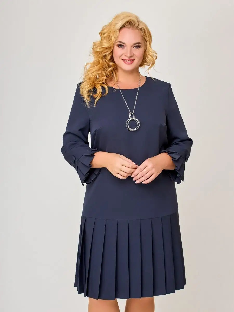 💌 【S-5XL】👗 2026 zimowa nowa wysokiej jakości elegancka sukienka w jednolitym kolorze-4240534