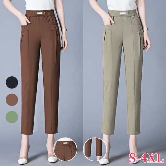 【S-4XL】🔥Cumpărați 1 obțineți 1 gratuit🔥Noi pantaloni casual cu picioare drepte de înaltă calitate, pantaloni simpli, subțiri, cu talie înaltă-3943517