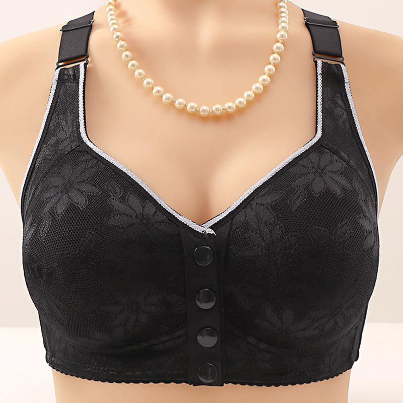 😍49% reducere【Set de 2】Sutien fără fir pentru femei cu nasturi în față 【40-120kg】❤️Bumbac natural antibacterian confortabil-4080202