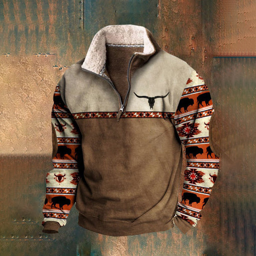 👕【S-4XL]2025 Męski modny, jesienno-zimowy, ciepły sweter z długim rękawem i nadrukiem 3D-4110584