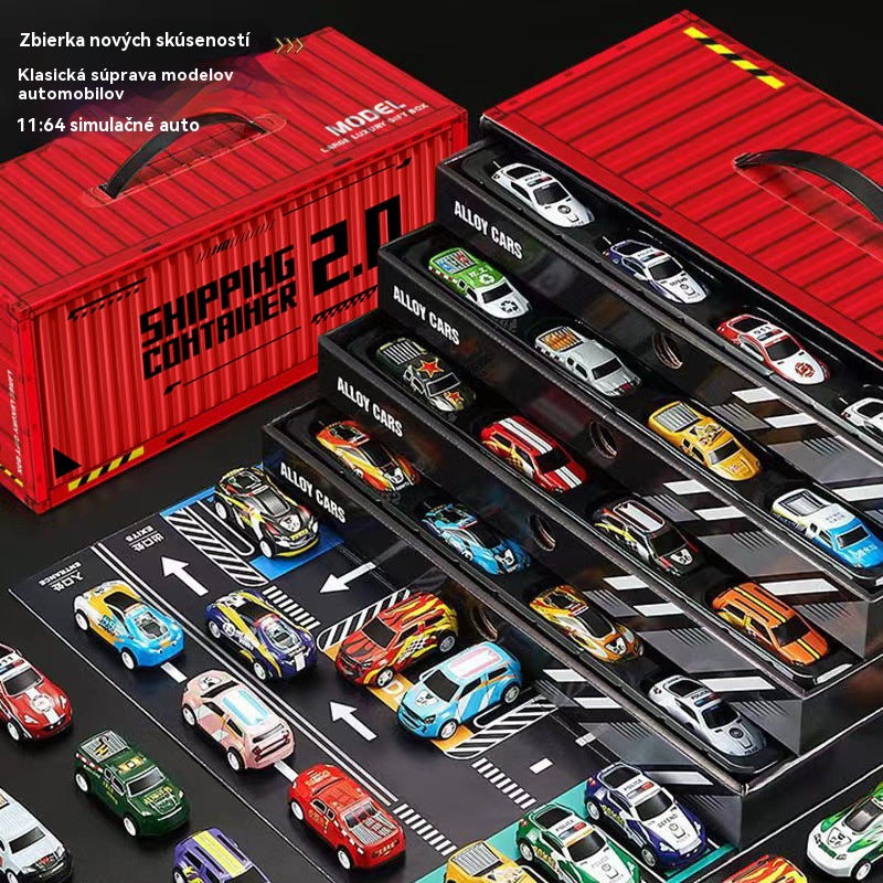 🎅Vánoční výprodej - 50% sleva🎁 48 mini autíček s natahovací zádí a vestavěnou garáží-4158166