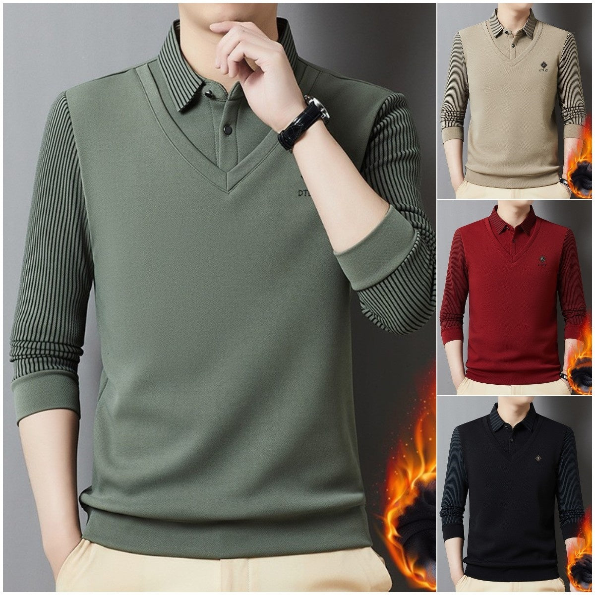 🔥【M-4XL】Top cald pentru bărbați din cașmir premium, din două piese, all-in-one