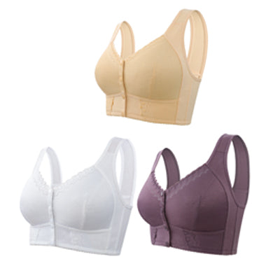 （3buc）💕🎁【45kg-155kg】Sutien supradimensionat, respirabil, din bumbac moale, cu nasturi frontali-3896550