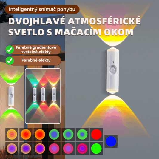 【✨Kupte 1 a získejte 1zdarma】💥Dvouhlavá nástěnná lampa s kočičím okem, nabíjecí, vchodová, s inteligentním senzorem lidského těla, noční světlo-4157949