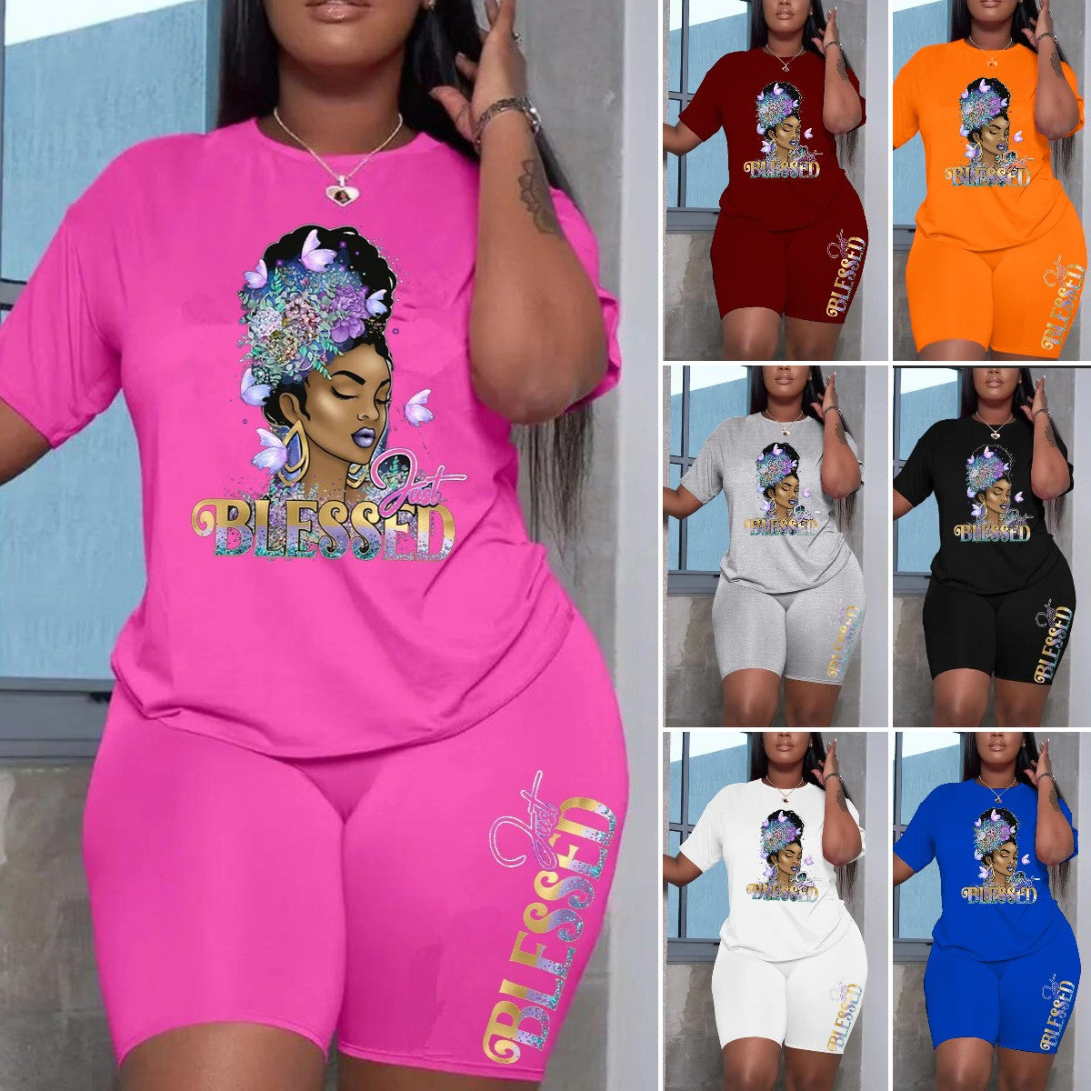 【Cumpără 1 Primești 1 Gratuit】🔥【S-5XL】Tricou și pantaloni scurți cu imprimeu simplu la modă 2025-4027088