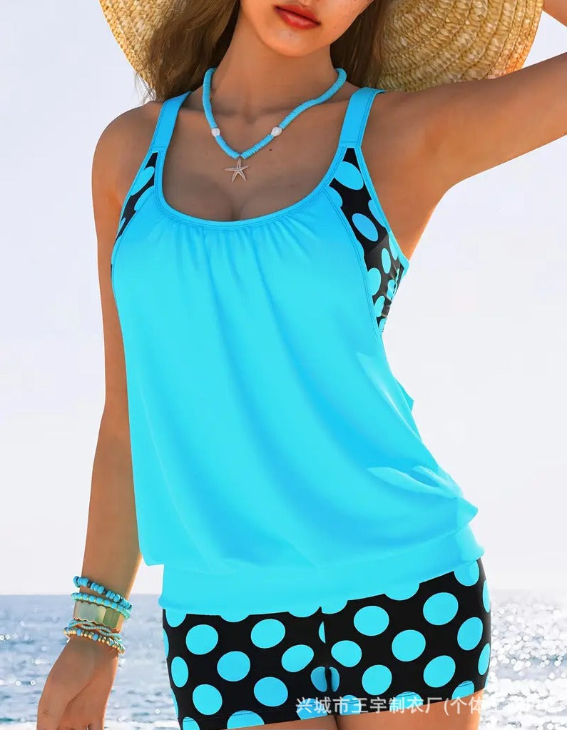 🏖️【S-4XL】【✨Cumpără unul, primești unul gratuit】Set de costum de baie sexy pentru femei, cu bretele, buline, mărime mare, 2025-4033459