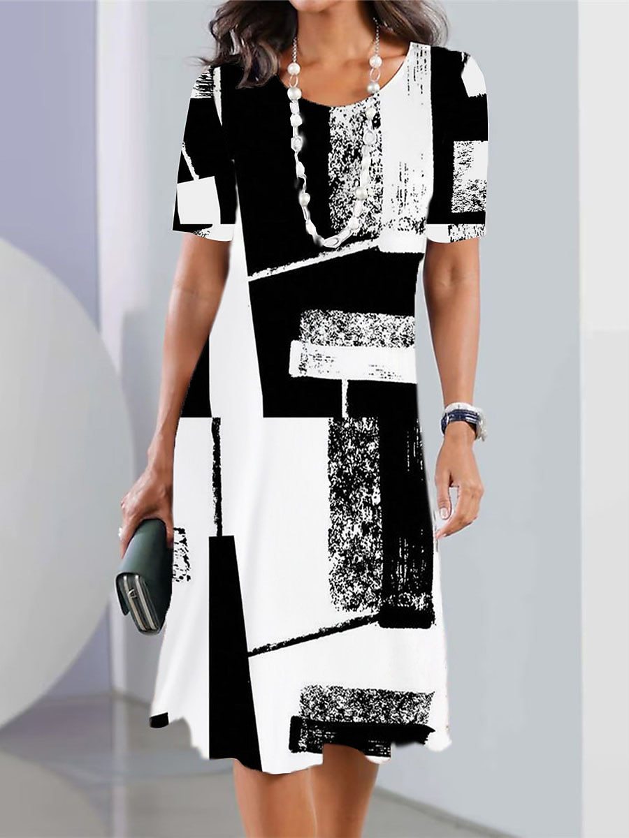 👗【XS-5XL】Seksowna sukienka damska z okrągłym dekoltem i nadrukiem 2026-4243268