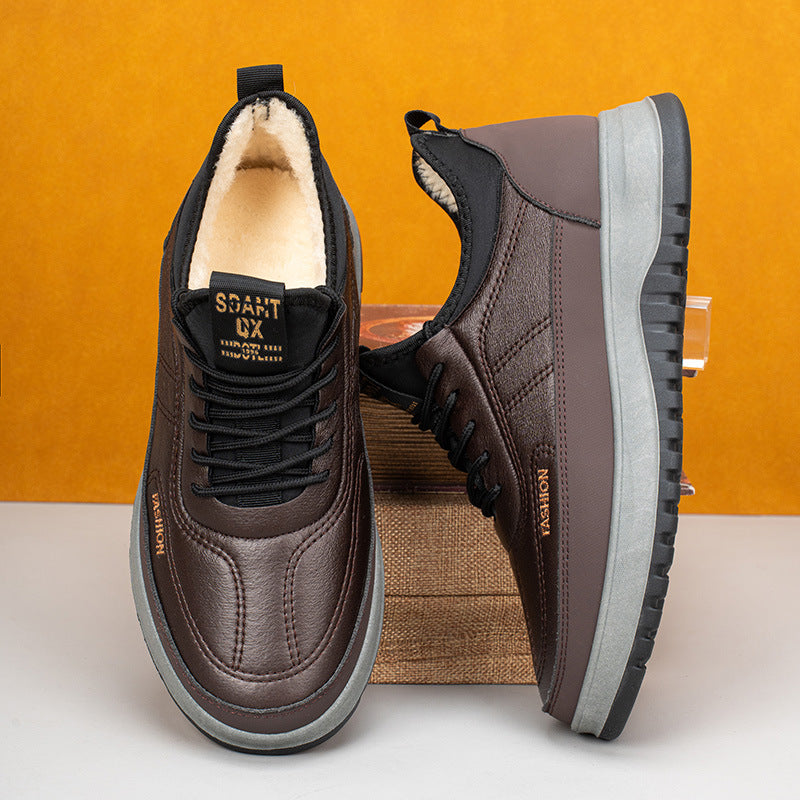 ⛄🔥【39-45】Ανδρικά χειμερινά αθλητικά παπούτσια casual 2025, γνήσιο δέρμα, αδιάβροχα, μαλακή σόλα και βελούδο, καινούργια-4140468