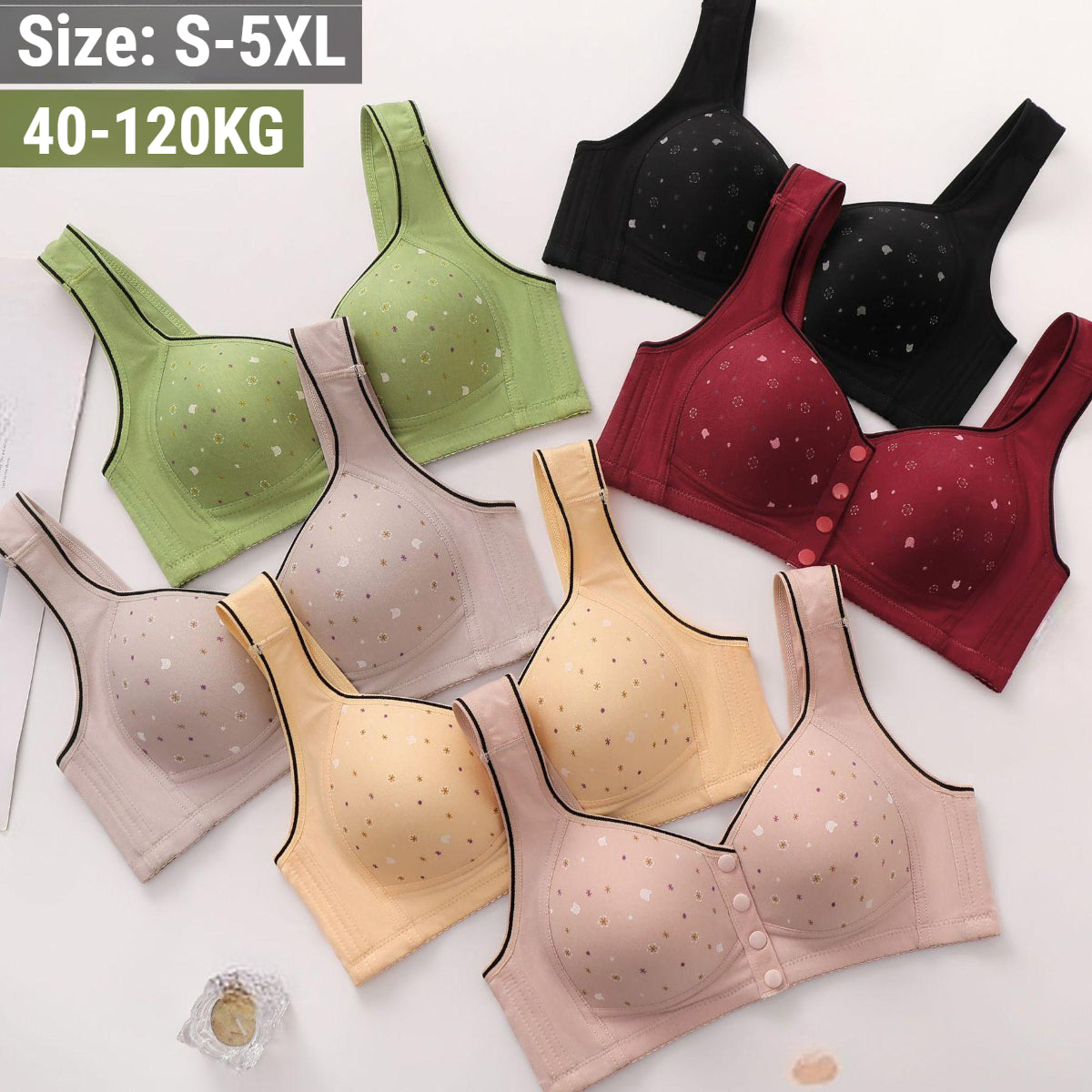 😍49% zniżki【Zestaw 2 sztuk】Biustonosz damski bez fiszbin z przednimi guzikami 【40-120 kg】❤️Wygodna antybakteryjna naturalna bawełna-4223512
