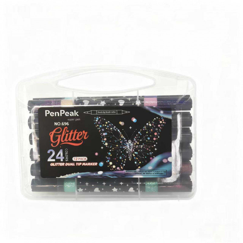 🔥✨️【12 kusů (dárková krabička s oboustranným uzávěrem a 24 barev)】🎨🖍️Sada dvoubodového bleskového osvětlení-4193270