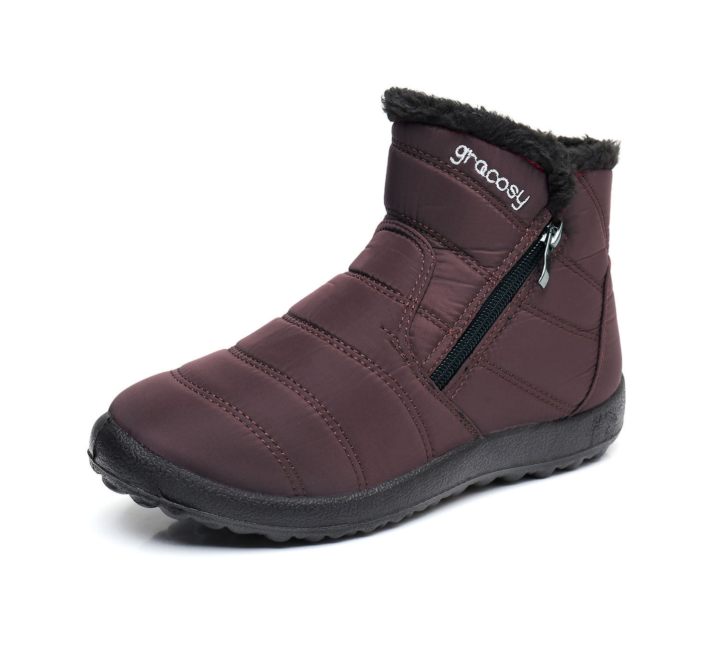 【36-42】👢🌨️ Ghete de zapada impermeabile pentru femei | fleece warm high top 🔒 |  Cizme mari din bumbac cu fermoar lateral ✨