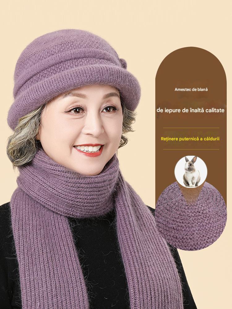 🧶Pălărie + eșarfă 🧶 Însoțitor cald iarna: pălărie caldă de lână tricotată