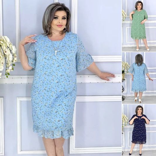 💟【S-5XL】👗2024 noua rochie eleganta din sifon floral
