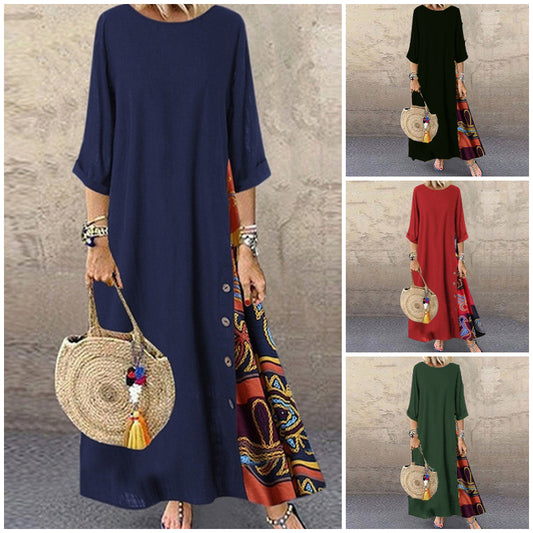 🌾【Ofertă specială】💕[M-5XL] Rochie retro de vară nouă din in - Moale și confortabilă la atingere-3970863