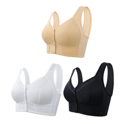 （3buc）💕🎁【45kg-155kg】Sutien supradimensionat, respirabil, din bumbac moale, cu nasturi frontali-3896550