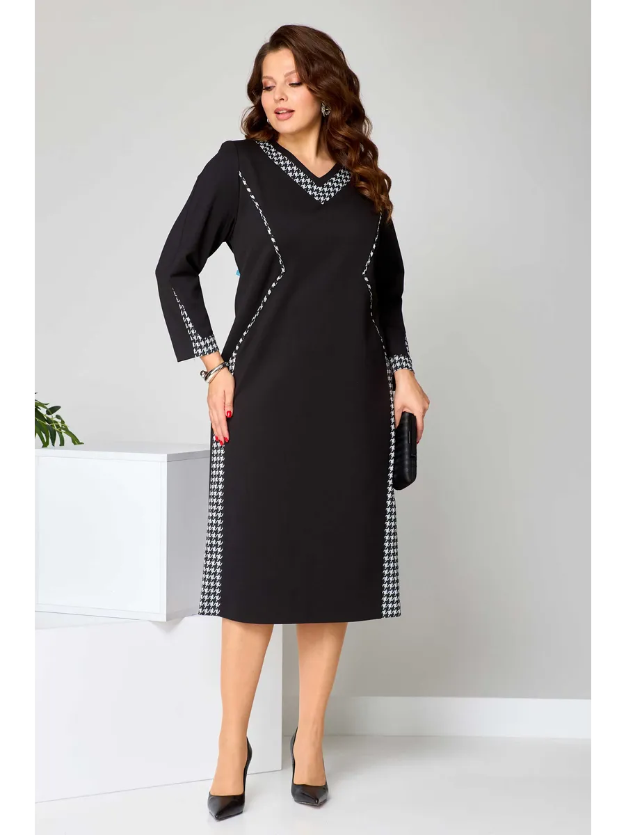 🌈🎀【S-5XL】Rochie elegantă, cu decolteu în V, cu design în două culori, noua modă de iarnă 2025-3863969