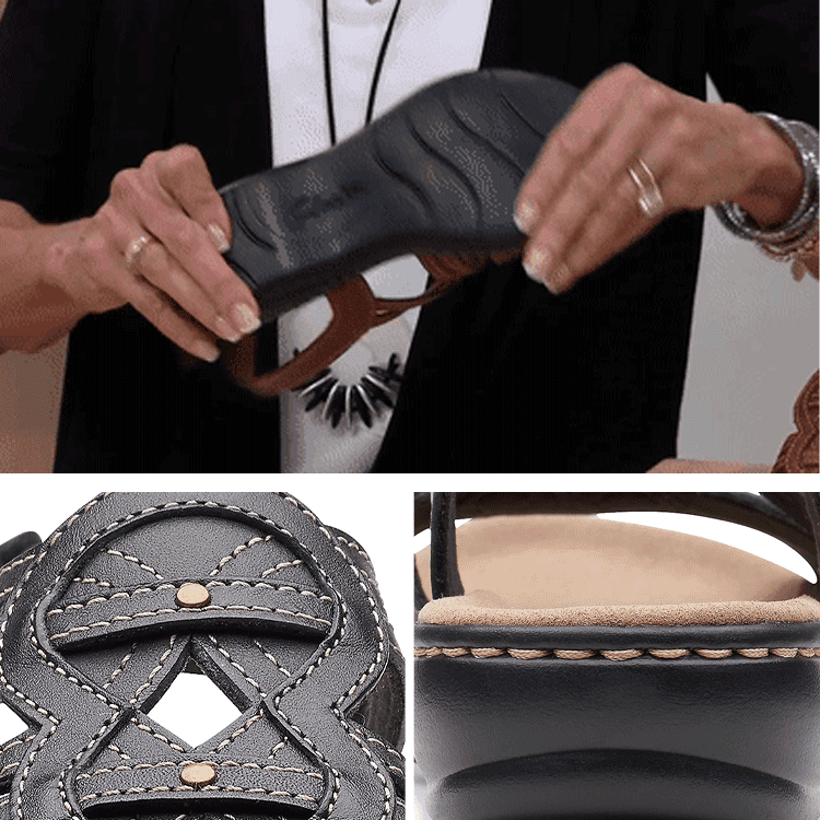 🔥👡【Cumpără 1 primești 1 gratis】【35-43】Sandale din piele lucrate manual Pantofi ortopedici moi si confortabili-3944939