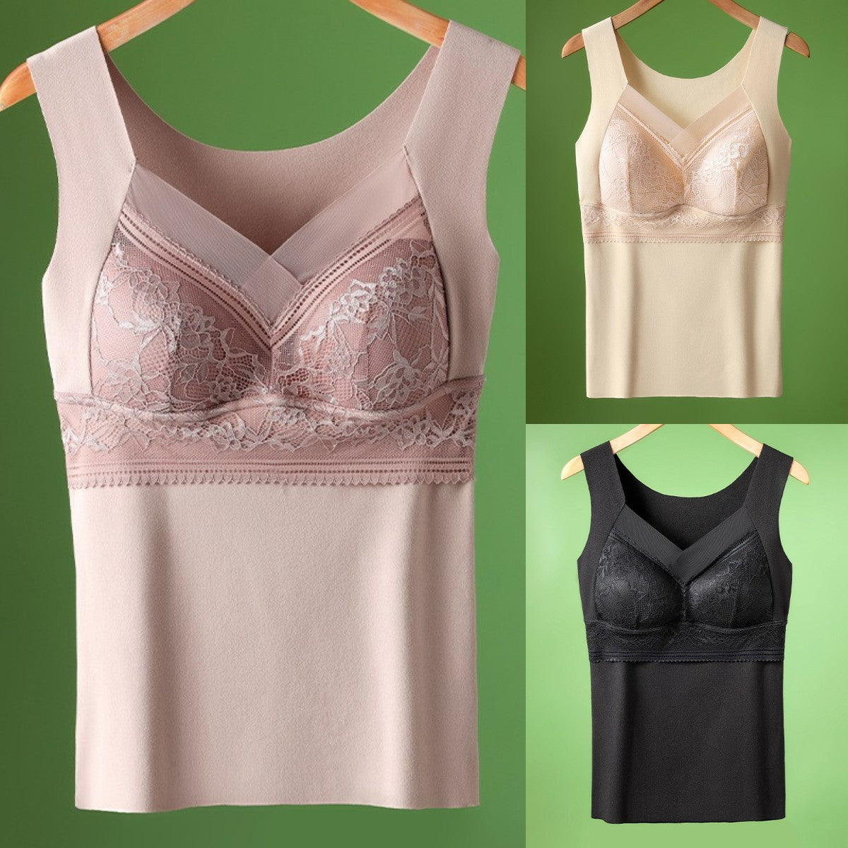 🔥【3 buc】❤️【40-100kg】Lenjerie de corp din dantelă din catifea de gâscă de toamnă și iarnă, spate frumos, adunarea sânilor accesorii, prevenirea căderii sânilor