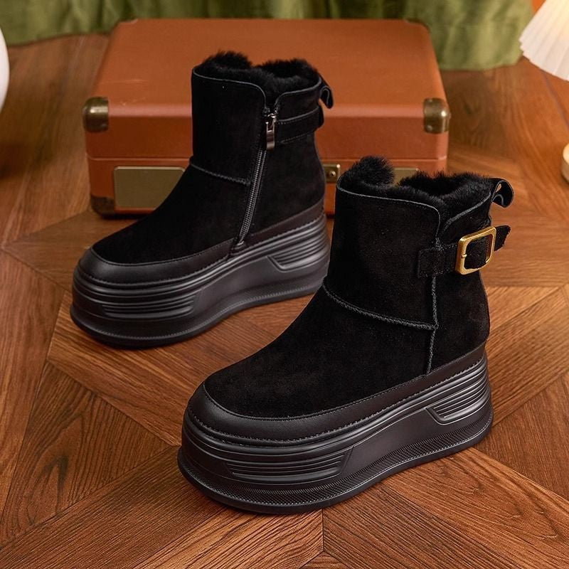 ⛄️👢【35-40】Talpă groasă din piele moale de stil nou, plus cizme de damă din catifea, la modă și calduroase