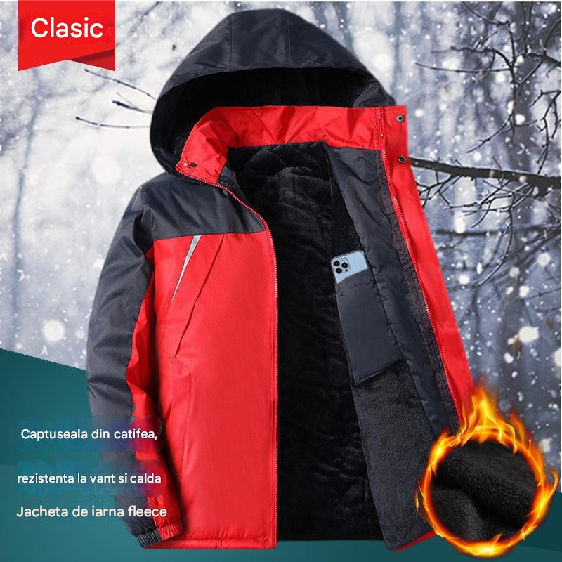 Jachetă pentru bărbați, din lână, rezistentă la vânt