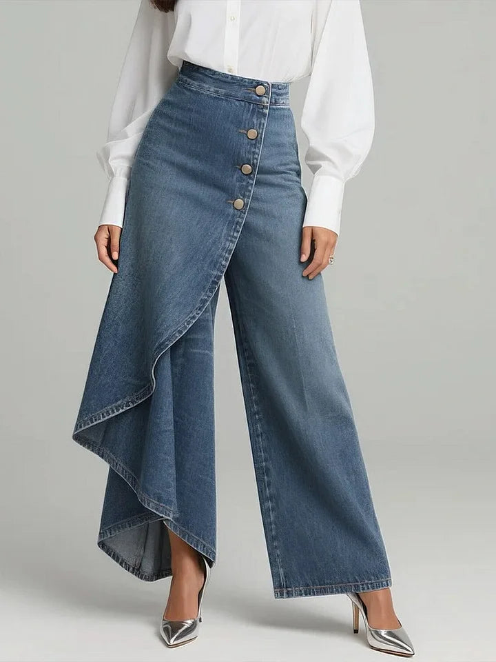 🥇Spodnie jeansowe damskie z wysokim stanem, luźny krój, wygodne w noszeniu, elegancki i modny design.-4241213