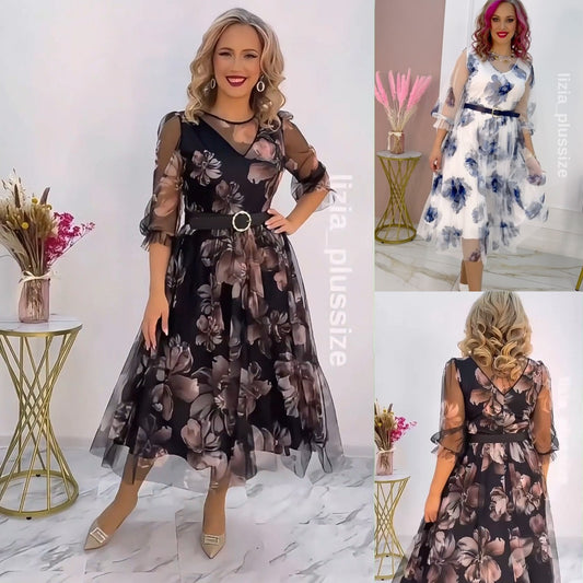 🌸💥【S-5XL】Rochie elegantă nouă, cu imprimeu-3979296