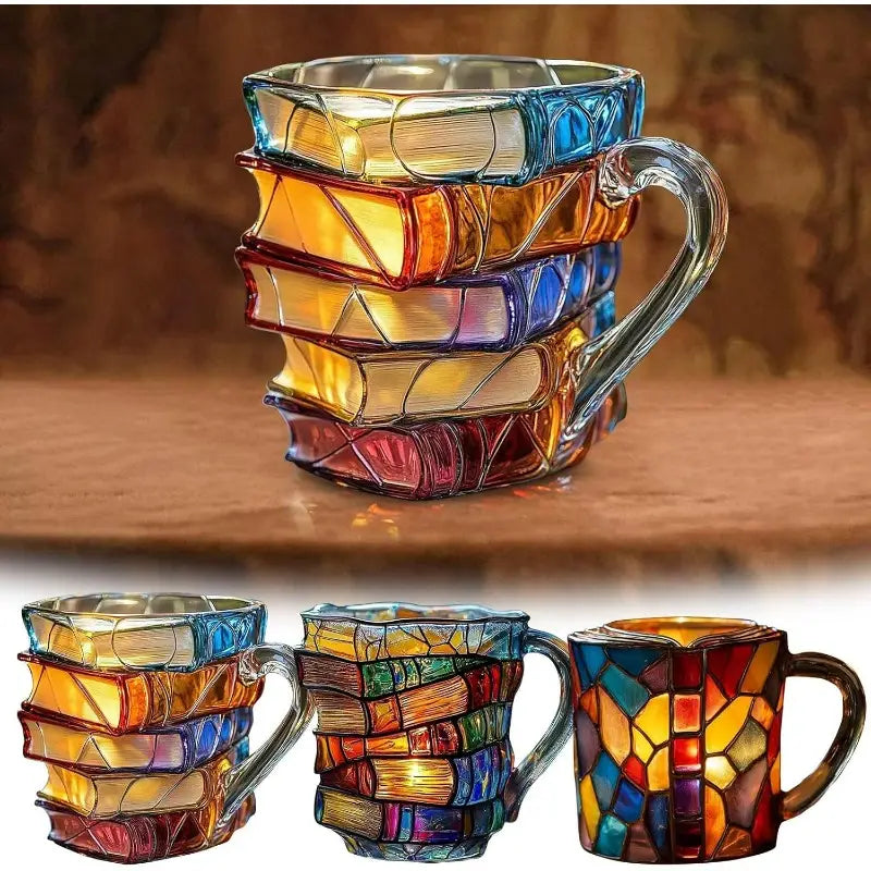 📚 Taza de café pintada en 3D con forma de libro.-4119990