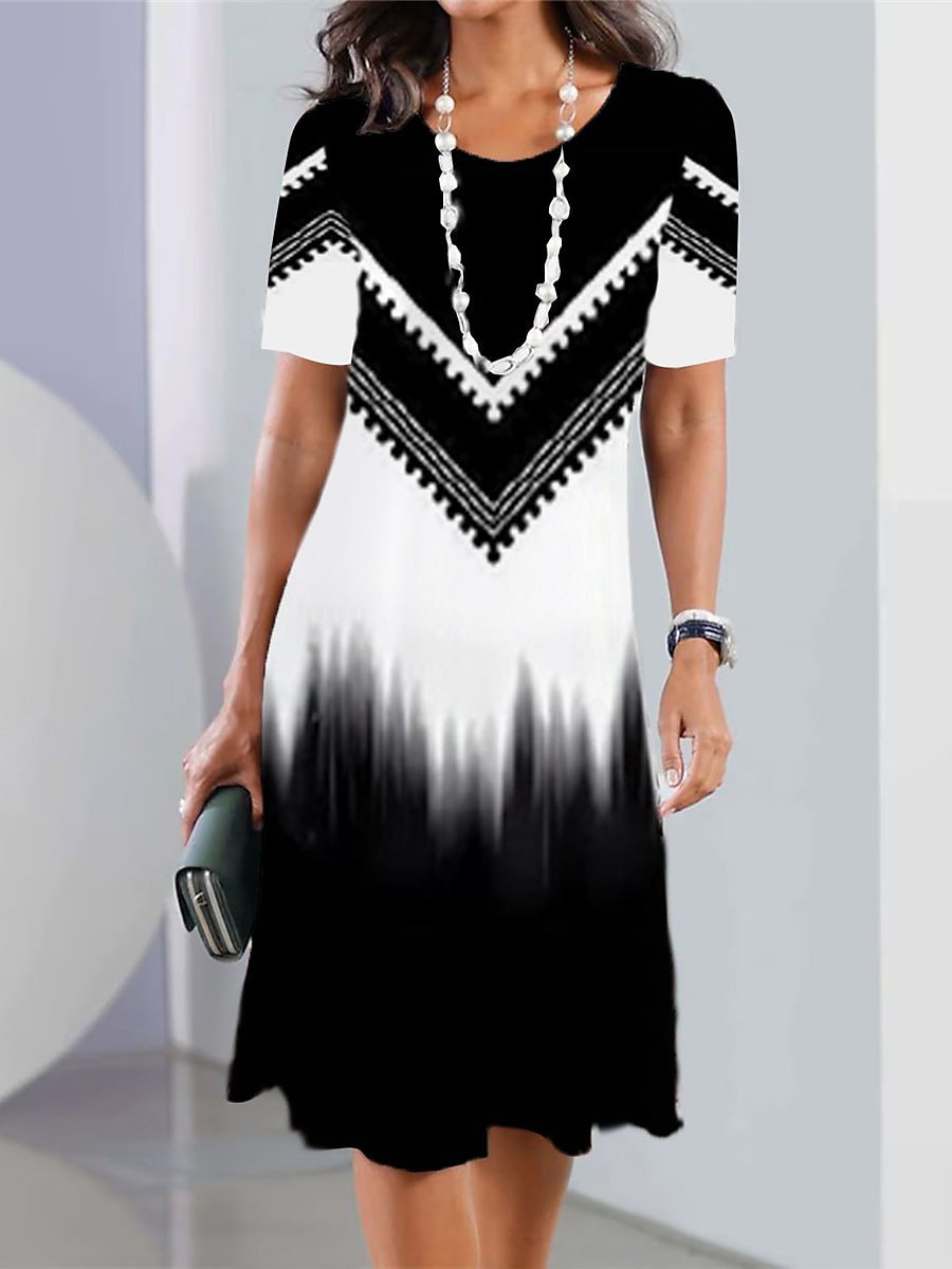 👗【XS-5XL】Seksowna sukienka damska z okrągłym dekoltem i nadrukiem 2026-4243268