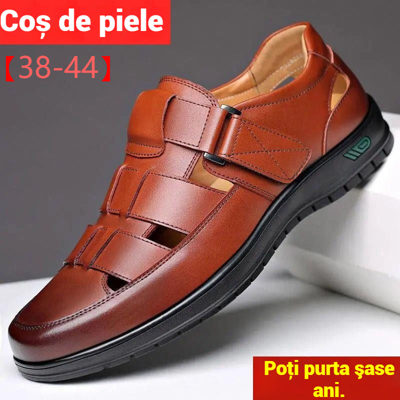 【38-44】2025 Vară Sandale Bărbați Piele de vacă Respirabil Hollow Anti-alunecare Casual-4001311