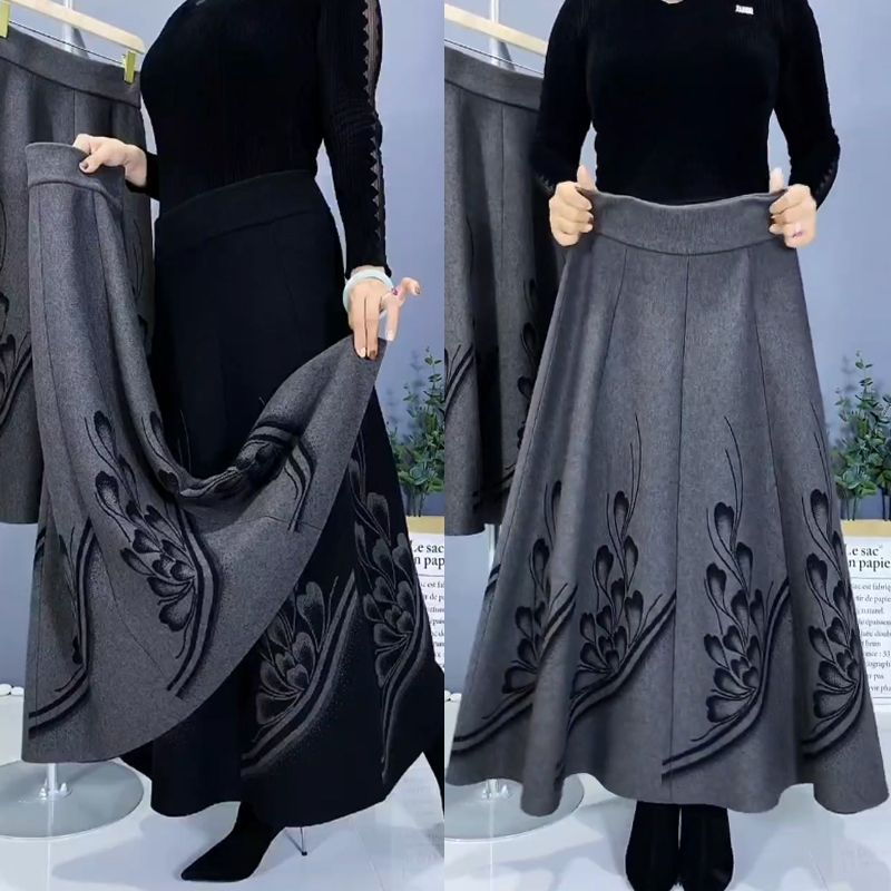 👗🎀【S-3XL】Spódnica z grubej wełny na jesień i zimę, modna i uniwersalna-4201948
