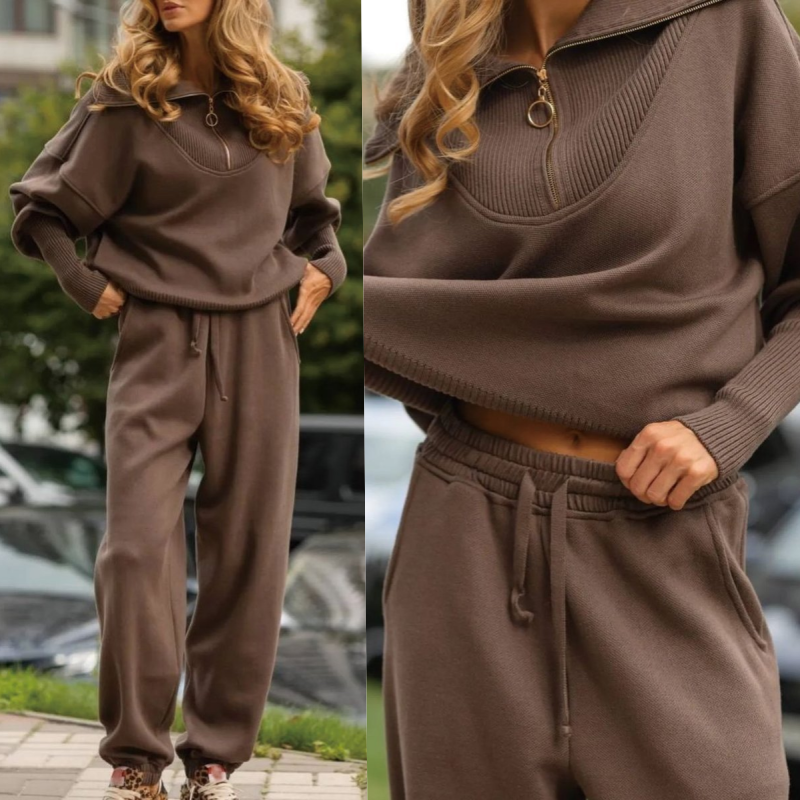 💥💖Costum sport casual din două piese pentru femei la modă nouă de iarnă 2024 [top și pantaloni]-3831934
