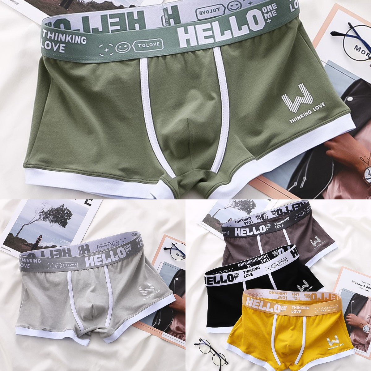 【🔥🔥Połowa ceny】【Opakowanie 5 sztuk】Bokserki męskie Gwen z czystej bawełny-4224391