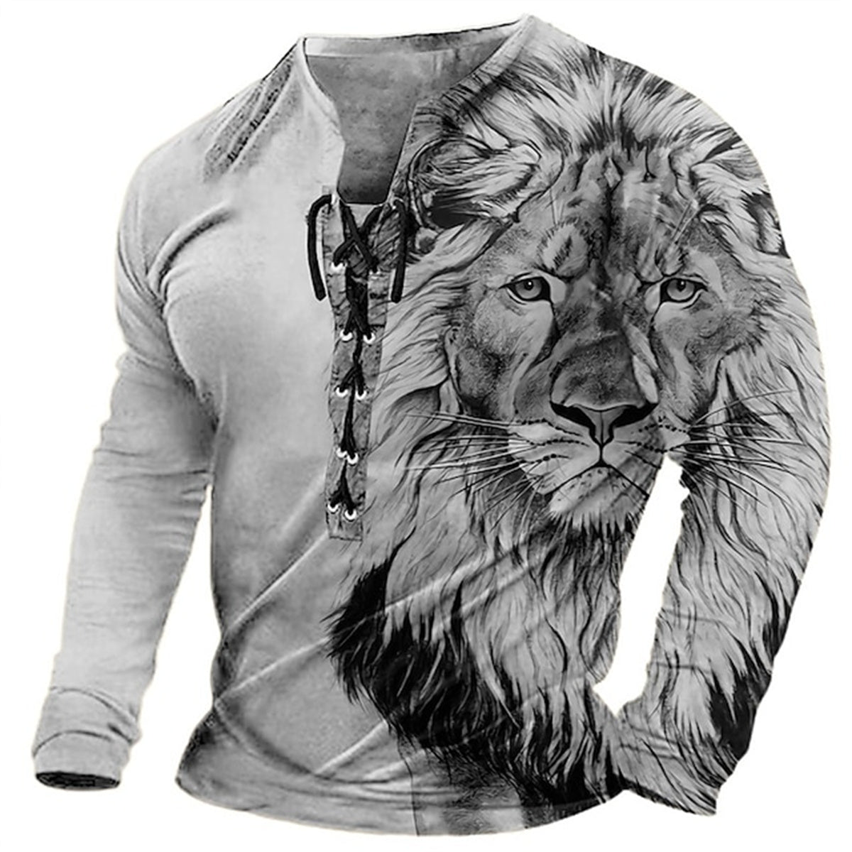🦁🦁Męski, swobodny T-shirt z długim rękawem i nadrukiem 3D【Darmowa wysyłka, płatność przy odbiorze】