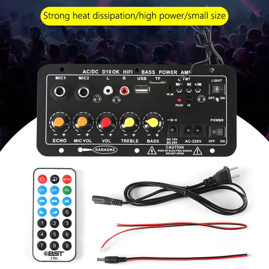 Placă amplificator DSP Bluetooth 12V/24V cu ecran, slot TF/USB, pentru sisteme auto-4092386