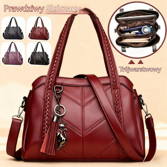 👜💟【50% ZNIŻKI】Torba z miękkiej skóry, torebka, duża pojemność, trzy przegrody, wodoodporna i odporna na zarysowania-4224385