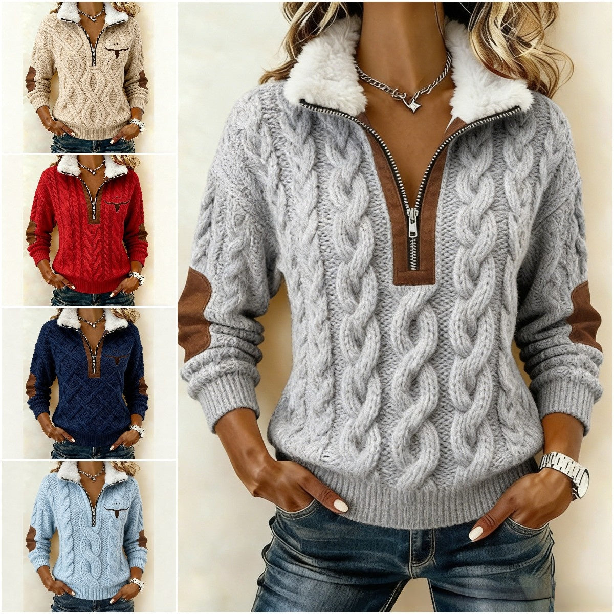 🔥Sorpresa por tiempo limitado!🔥🔥 Sudadera estampada de manga larga con cárdigan peludo