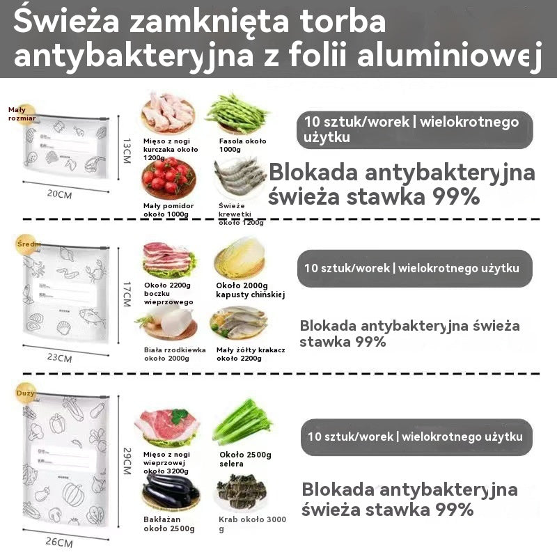 Aluminiowa torba spożywcza z zamknięciem strunowym