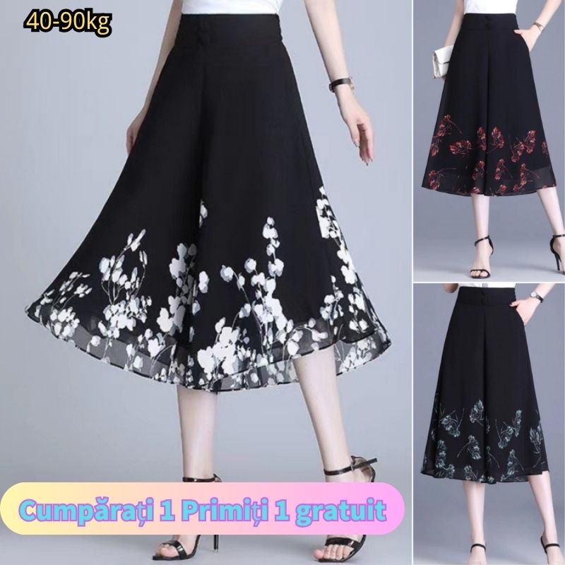 💃💥【Cumpărați 1, primiți 1 gratuit】🔥2025 pantaloni pantaloni de vară noi de damă, din șifon subțire, tăiați casual, cu talie înaltă (40kg-90kg)-3954649