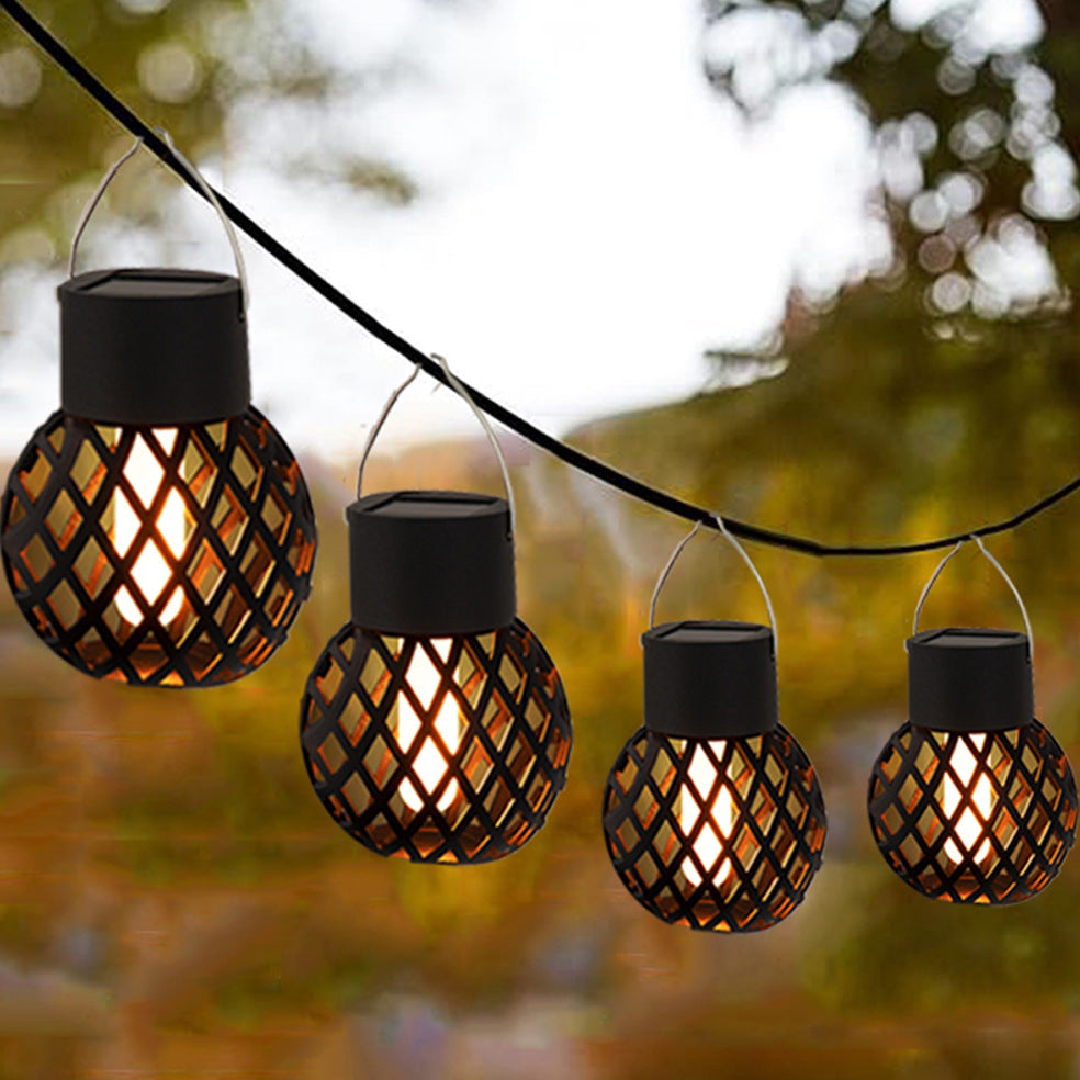 💡🏕️🔥💡🏕️【1 set de 4】🔥Lampă solară cu pandantiv cu flacără, lampă cu flacără cu LED-uri impermeabile pentru exterior-4081688