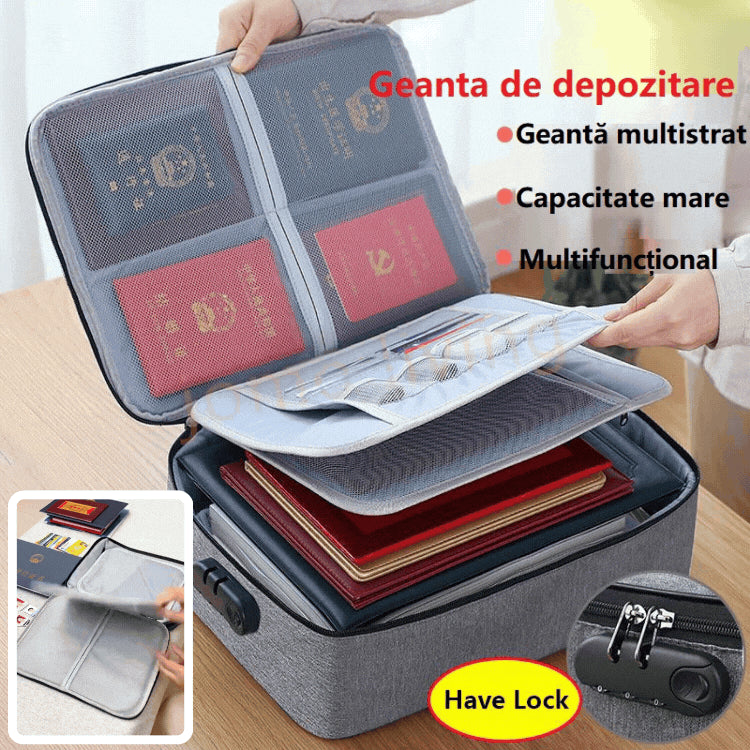 🔥【Cumpărați 1 obțineți 1】Sac de depozitare a documentelor cu mai multe straturi, depozitare în straturi, impermeabil, cu blocare cu cod-3915913