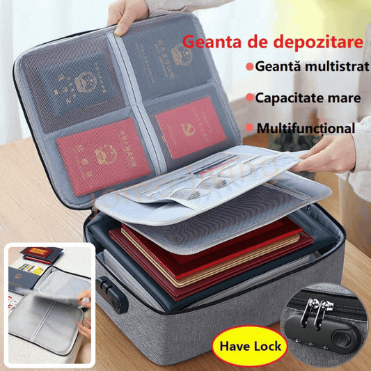 🔥【Cumpărați 1 obțineți 1】Sac de depozitare a documentelor cu mai multe straturi, depozitare în straturi, impermeabil, cu blocare cu cod-3915913