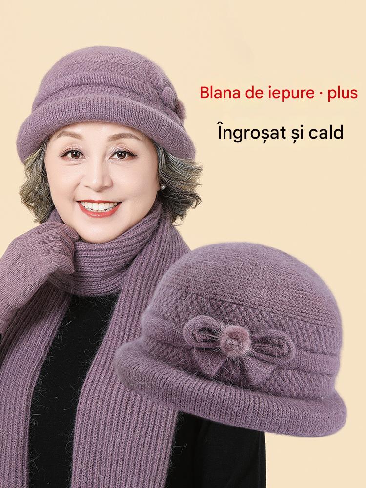 🧶Pălărie + eșarfă 🧶 Însoțitor cald iarna: pălărie caldă de lână tricotată