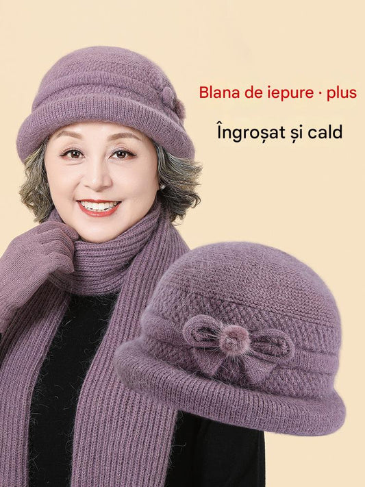🧶Pălărie + eșarfă 🧶 Însoțitor cald iarna: pălărie caldă de lână tricotată