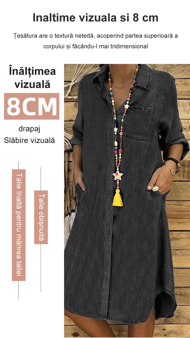 【S~5XL】🔥2026 Vestido vaquero de talla grande para mujer, vestido informal liso