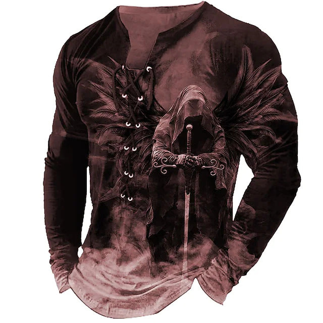 🦁🦁Męski, swobodny T-shirt z długim rękawem i nadrukiem 3D【Darmowa wysyłka, płatność przy odbiorze】