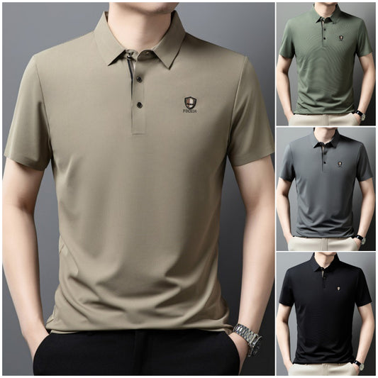 【M-4XL】Nuevo polo casual de manga corta con cuello y seda helada 2026