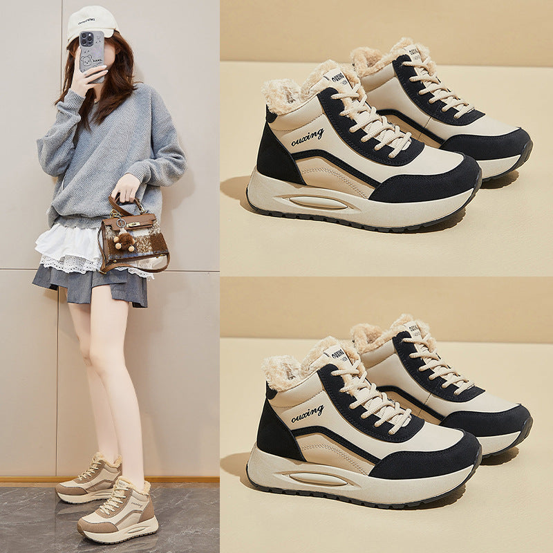 🔥【35-40】👢Cizme de iarnă pentru zăpadă, căptușeală de pluș, pantofi din bumbac antiderapante și la modă-4098421